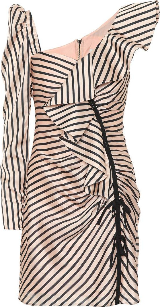 Self Portrait Striped one-shoulder minidress