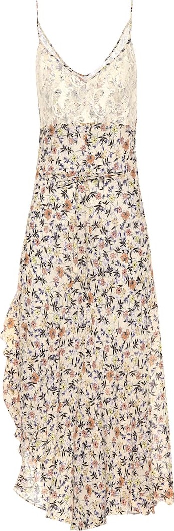 Chloe Lace-trimmed crêpe dress