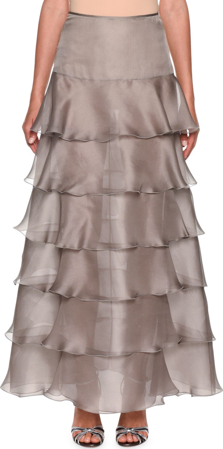 Giorgio Armani Tiered Silk-Organza Ruffle Skirt