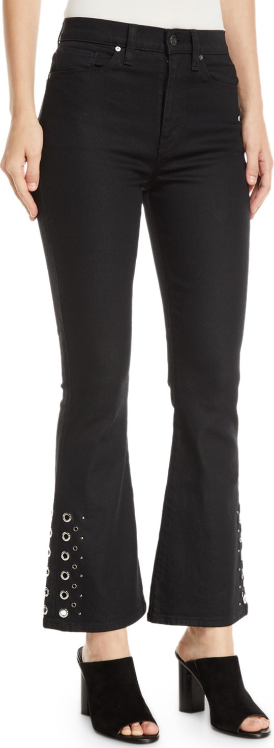 Hudson Holly High-Rise Cropped Flare-Leg Jeans with Grommets