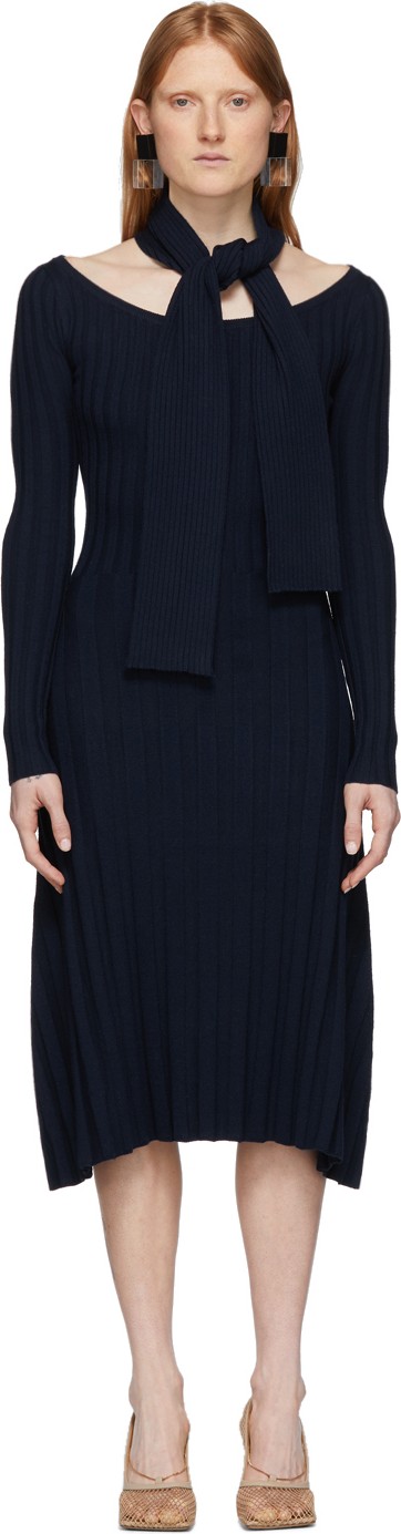 Rokh Navy Knit Utility Dress