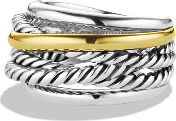 David Yurman Crossover Narrow Ring with Silver/Gold