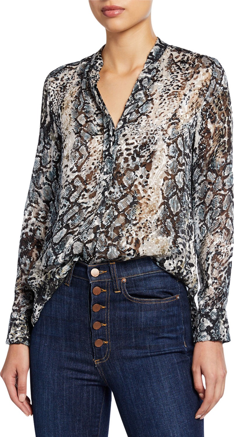 Alice + Olivia Amos Mock-Neck Side-Slit Tunic