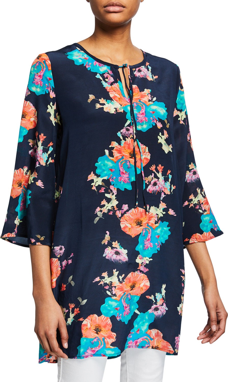Tolani Astrid Floral-Print 3/4-Sleeve Tunic