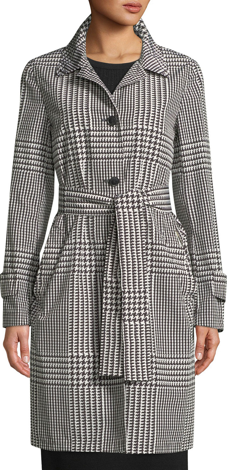 Escada Patchwork Houndstooth Trench Coat