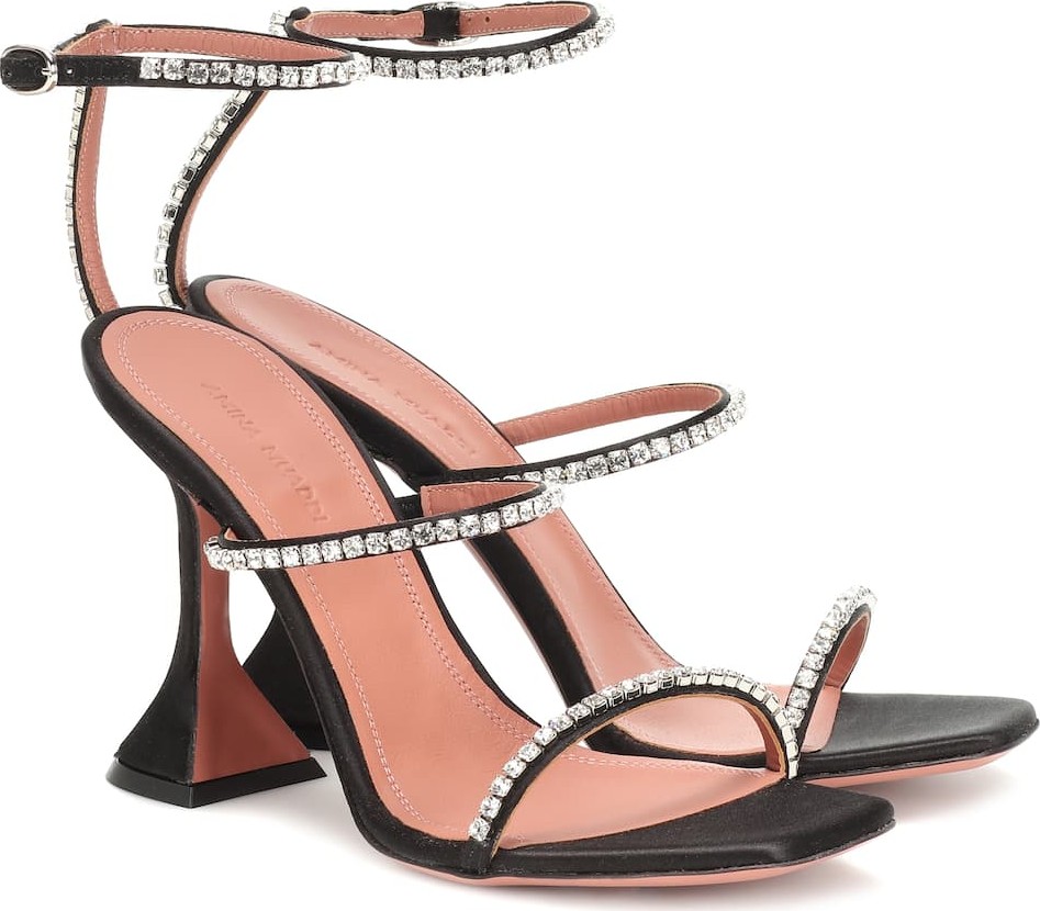 Amina Muaddi Gilda embellished satin sandals