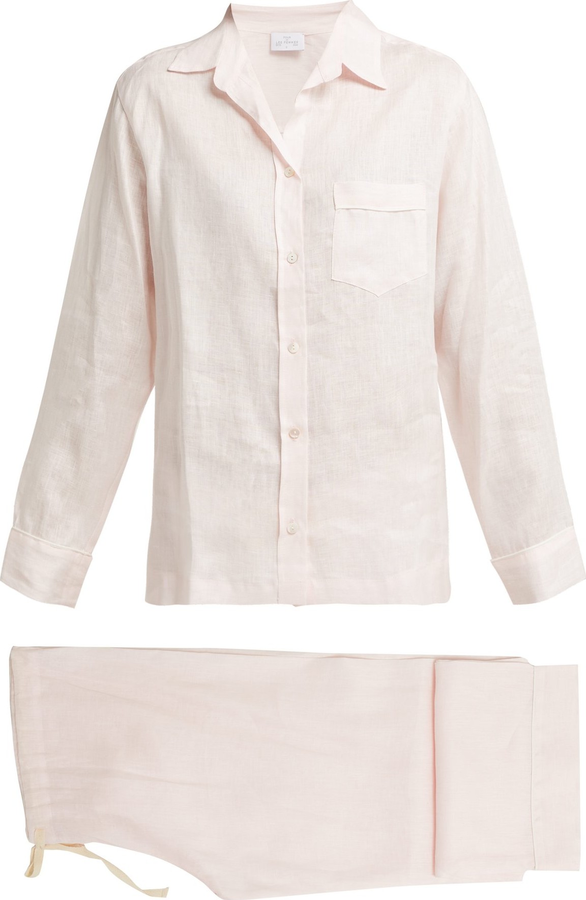 Pour Les Femmes Piped linen pyjama set