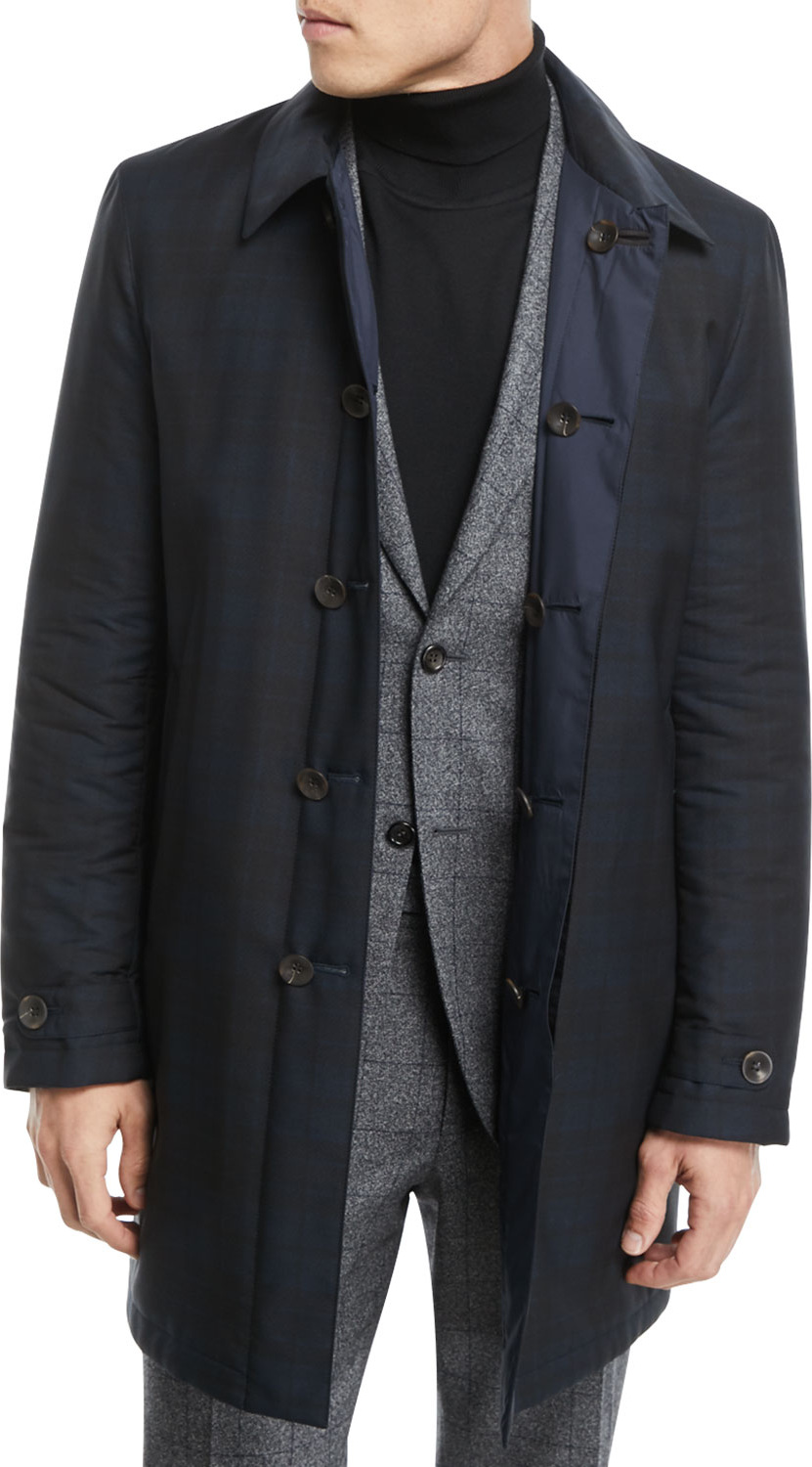 Canali Hidden-Button Trench Coat