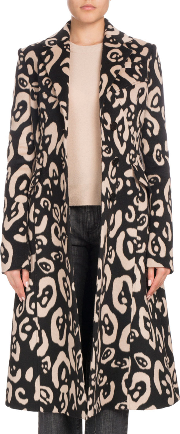 Altuzarra Leopard-Print Button-Down Wool Coat