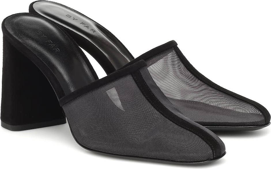By Far Nina mesh and suede mules