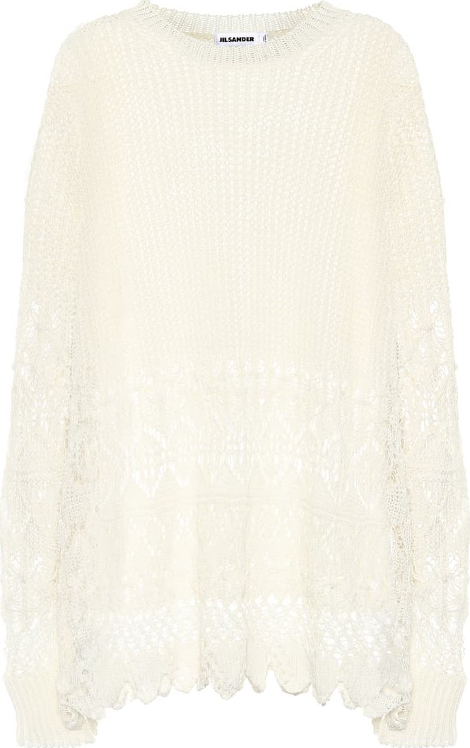 Jil Sander Lace-trimmed cotton sweater