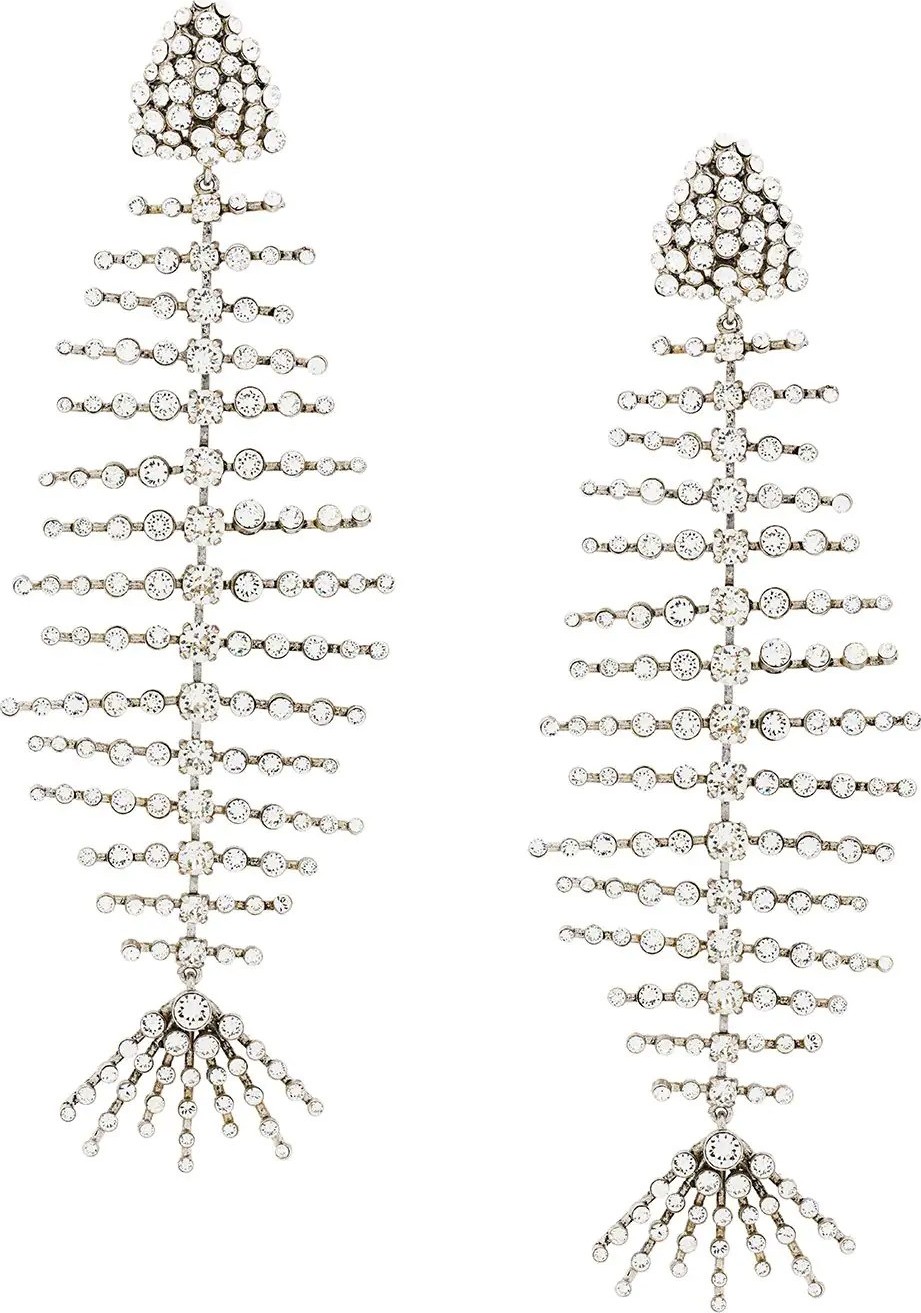 Saint Laurent crystal fish clip-on earrings