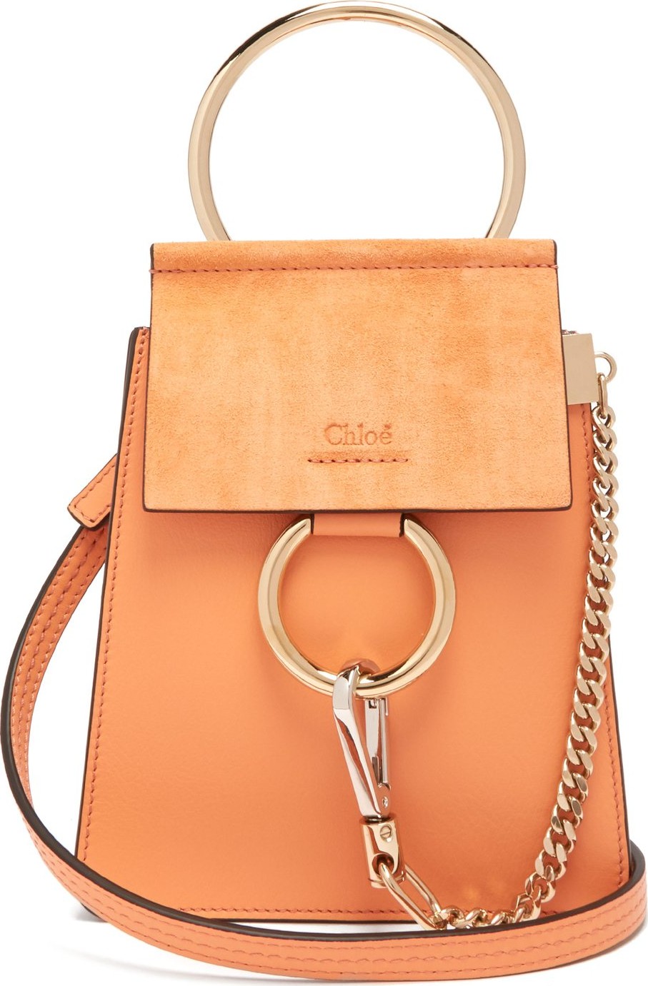 Chloe Faye mini suede-panel leather cross-body bag