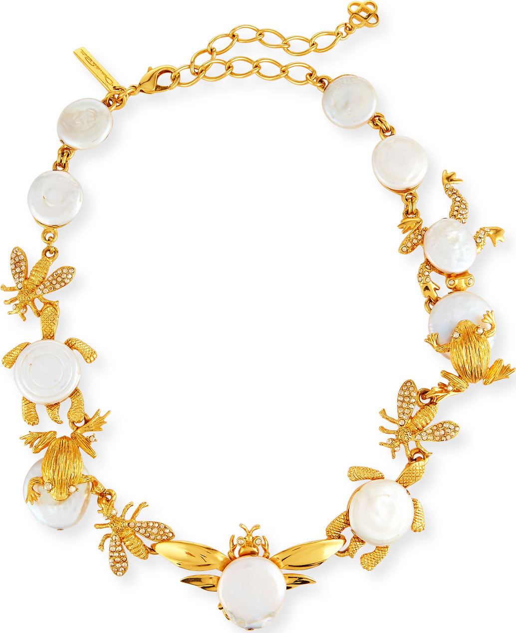 Oscar De La Renta Golden Pearl Critters Necklace