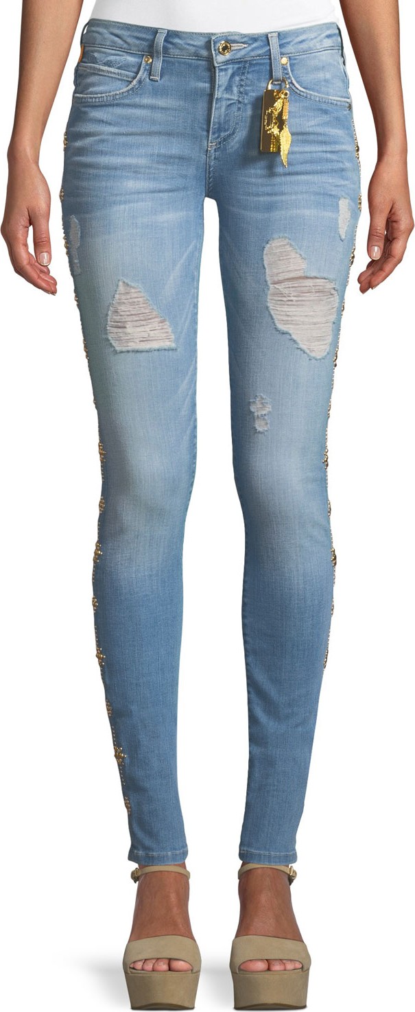 Robin's Jeans Marilyn Distressed Skinny Jeans with Beaded Embellishments
