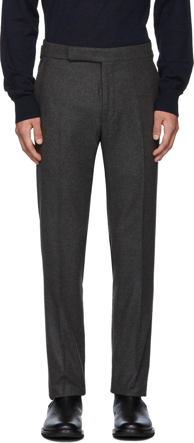 Ralph Lauren Purple Label Grey Flannel Solid Trousers