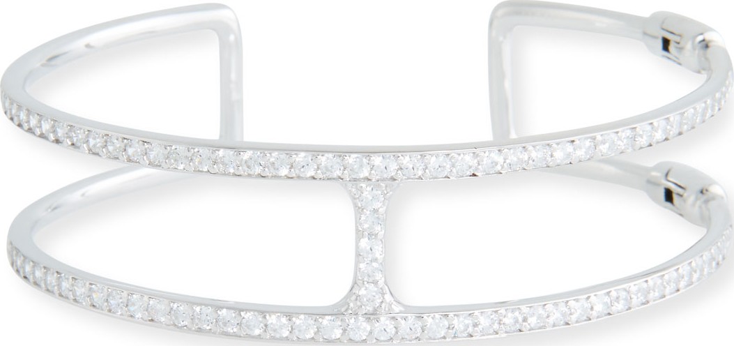Fantasia by DeSerio Open Square Cubic Zirconia Cuff Bracelet