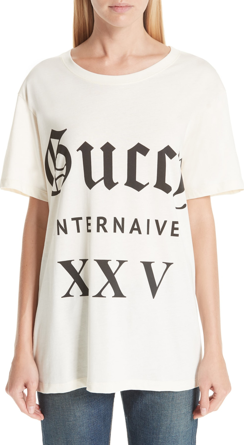 Gucci Guccy Internaive Print Cotton Jersey Tee