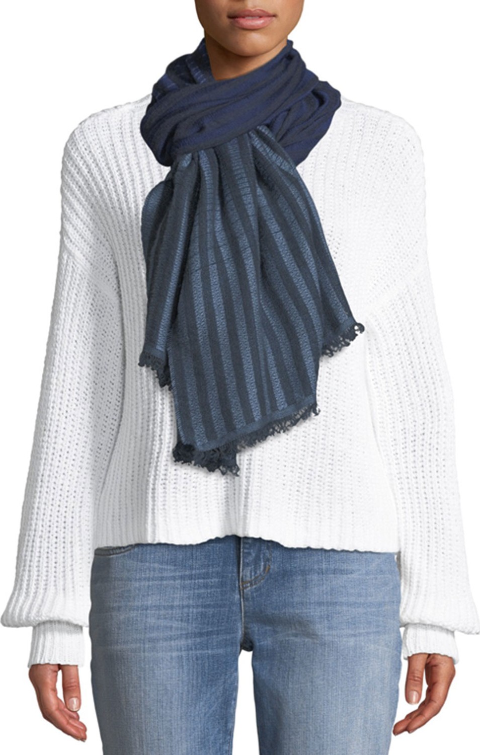 Eileen Fisher Organic Cotton Gradient Striped Scarf
