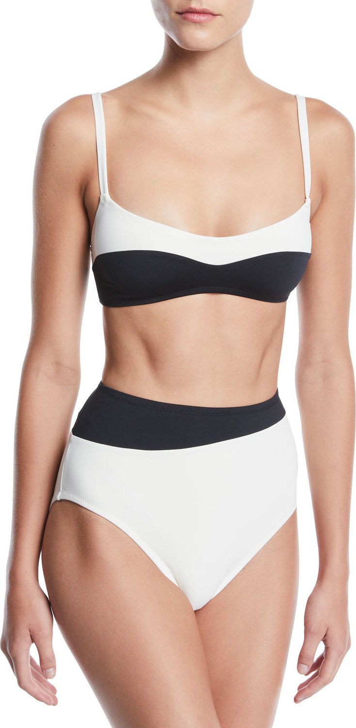 Proenza Schouler Colorblocked Bralette High-Waist Two-Piece Bikini Swim Set