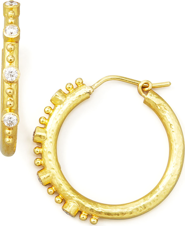 Elizabeth Locke Giant Diamond 19k Gold Hoop Earrings