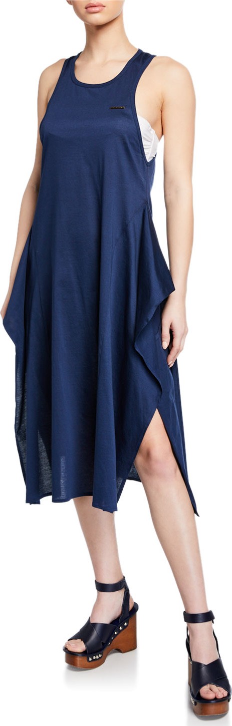 Stella McCartney Lacing Long Racerback Flounce Coverup Dress