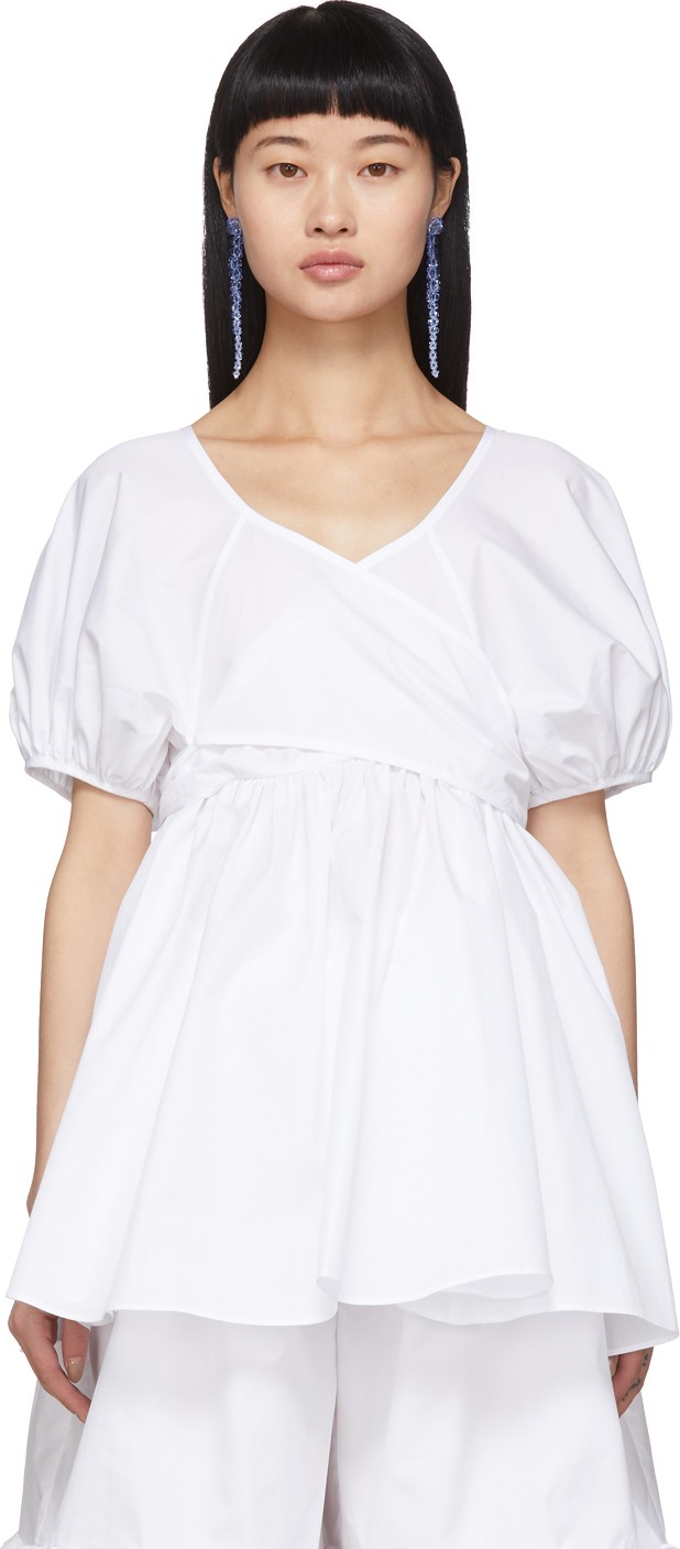 Cecilie Bahnsen White Angie Puff Sleeve Blouse