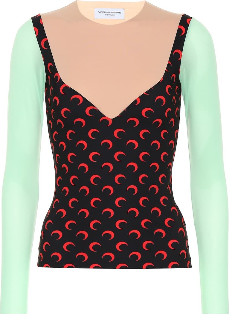 Marine Serre Printed stretch-jersey top