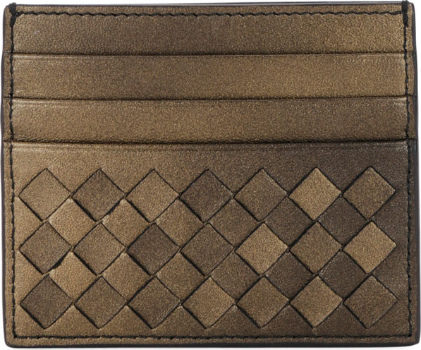 Bottega Veneta Intrecciato Metallic Leather Card Case