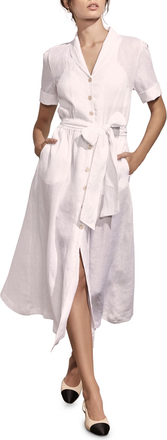 Amaiò Swim Kamille Button-Down Short-Sleeve Linen Shirtdress