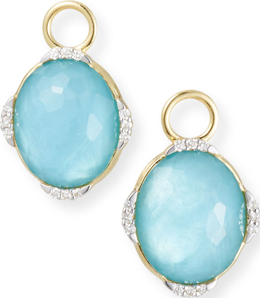 Jude Frances 18k Lisse Oval Earring Charms, Blue Triplet