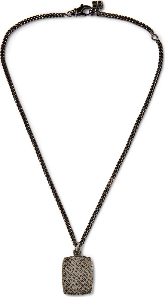 Balenciaga Logo-Engraved Silver-Tone Necklace