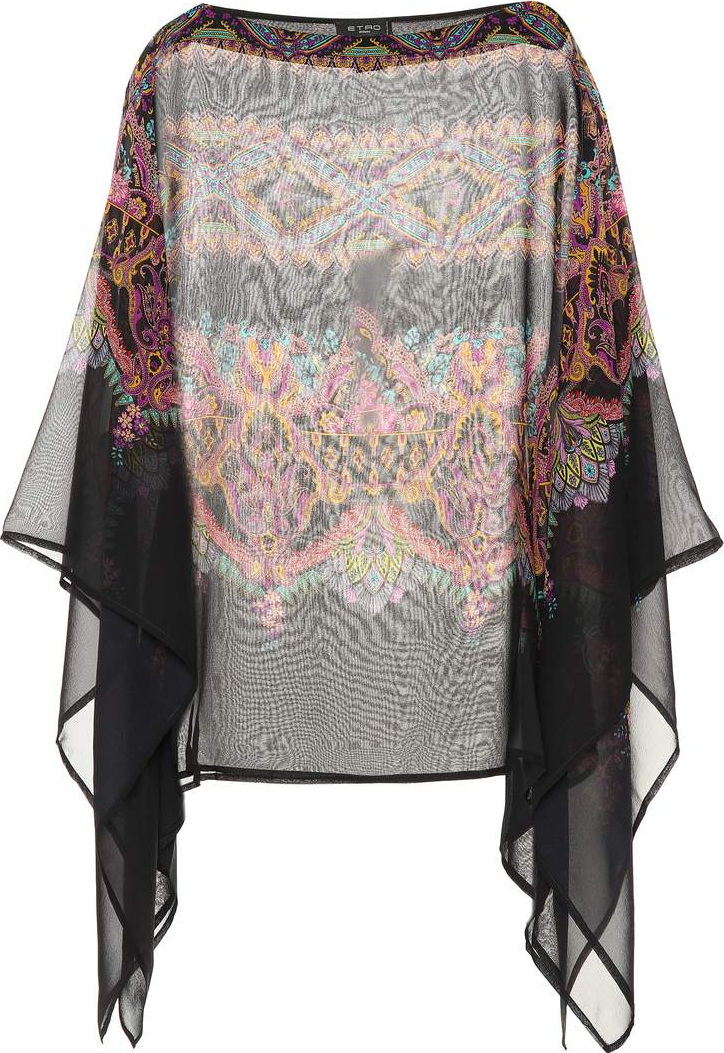Etro Printed silk poncho top