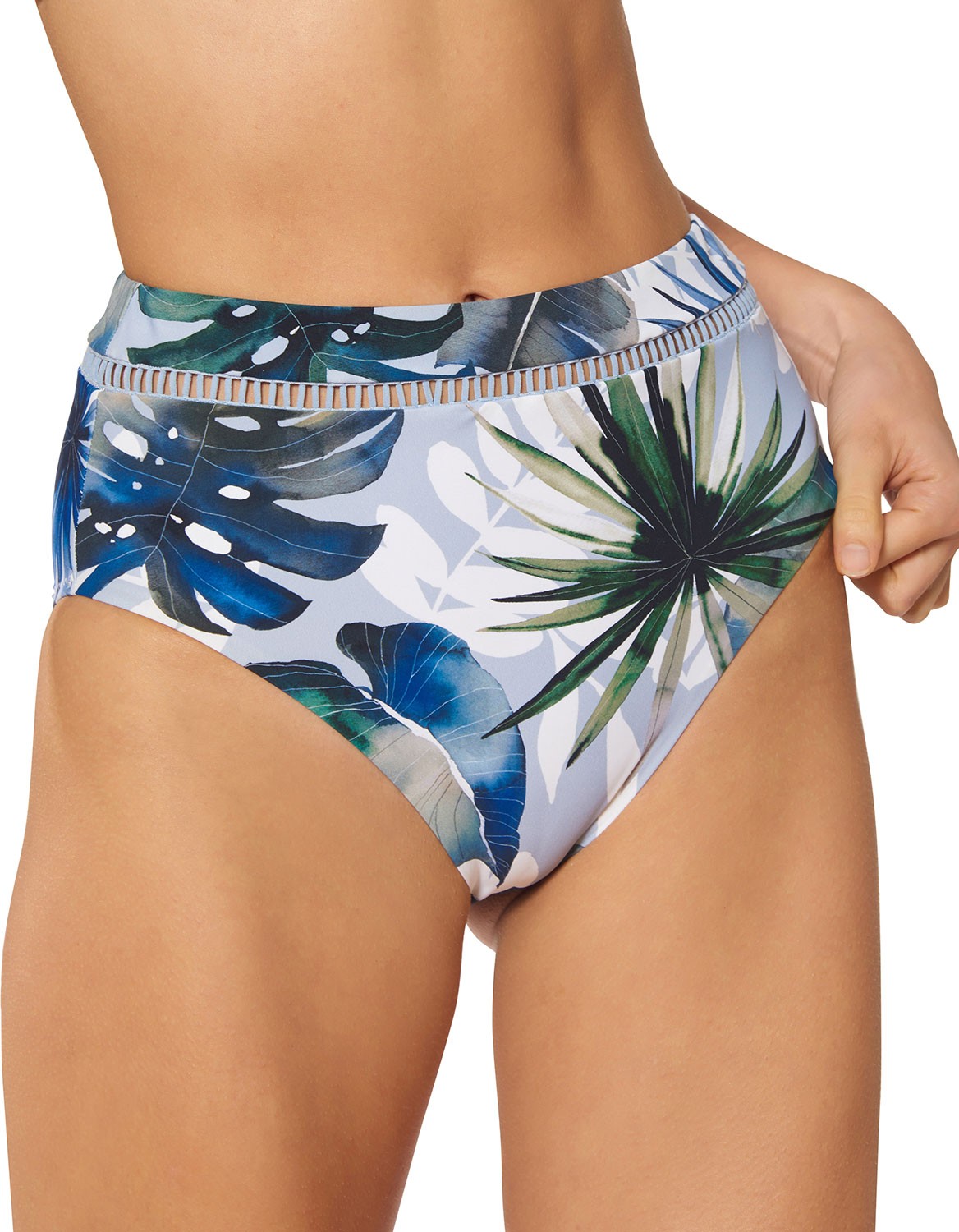 Red Carter Marilyn Palm-Print High-Waist Bikini Bottoms