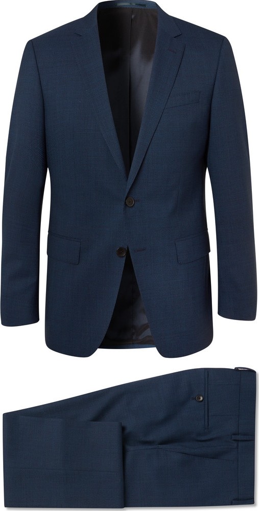 HUGO BOSS Navy Huge/Genius Slim-Fit Puppytooth Virgin Wool Suit
