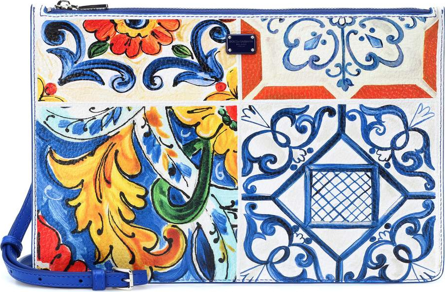 Dolce & Gabbana Printed leather pouch