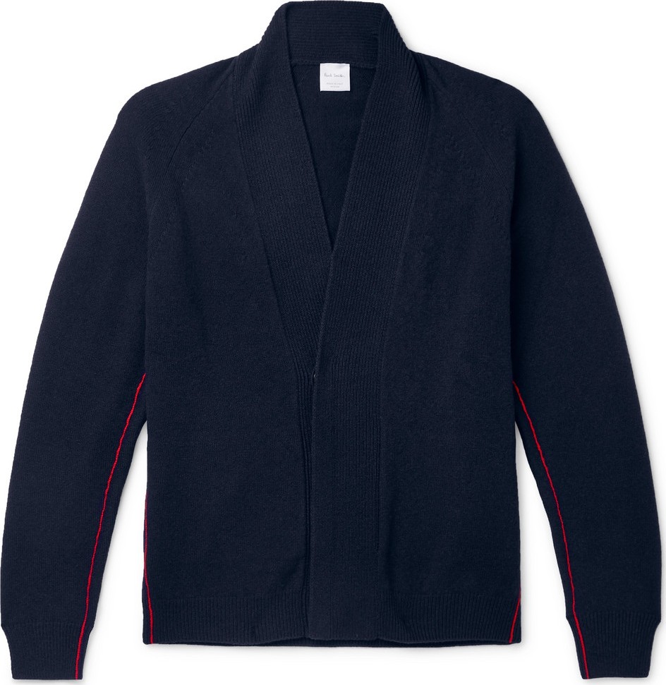 Paul Smith Shawl-Collar Striped Wool Cardigan