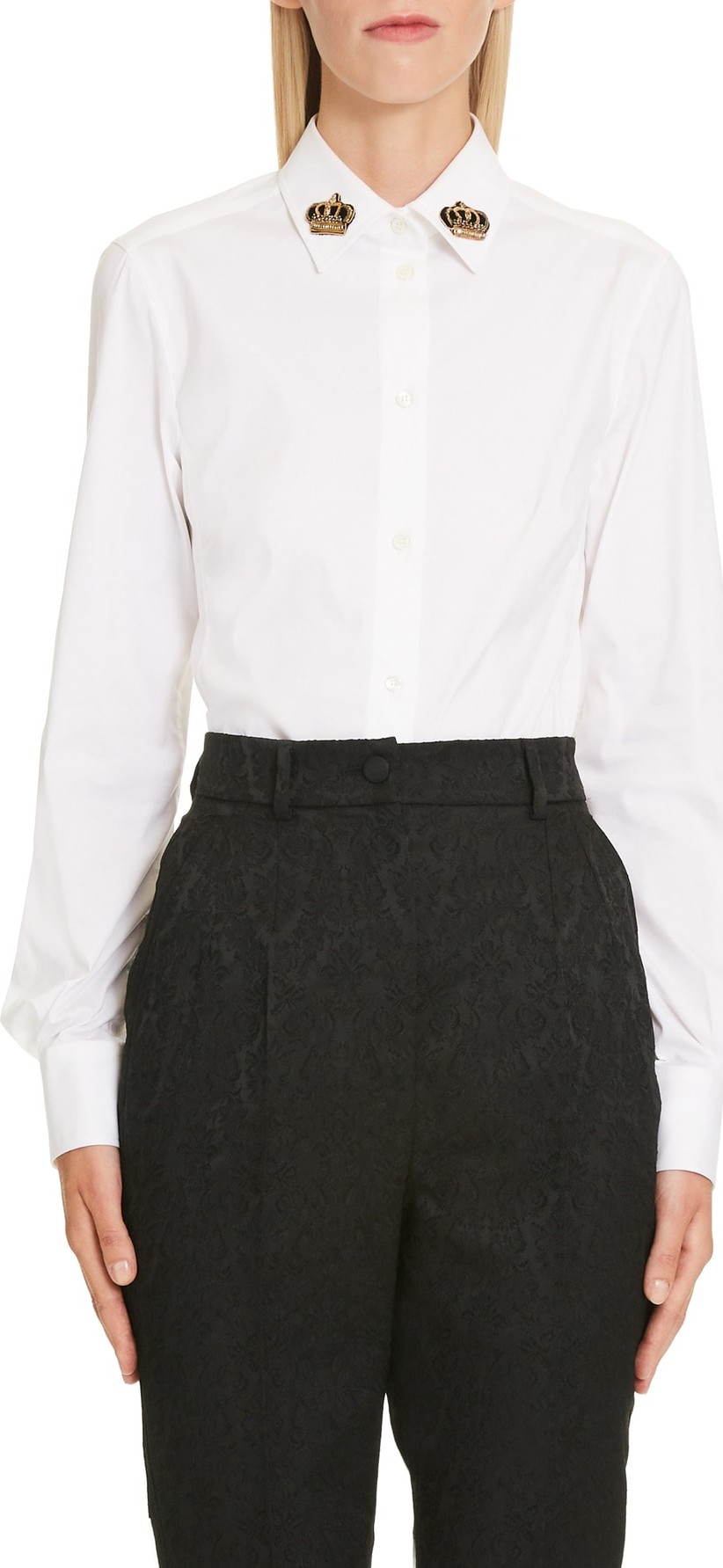 Dolce & Gabbana Crown Detail Stretch Poplin Shirt