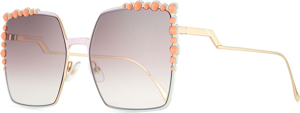 Fendi Can Eye Studded Oversized Square Sunglasses