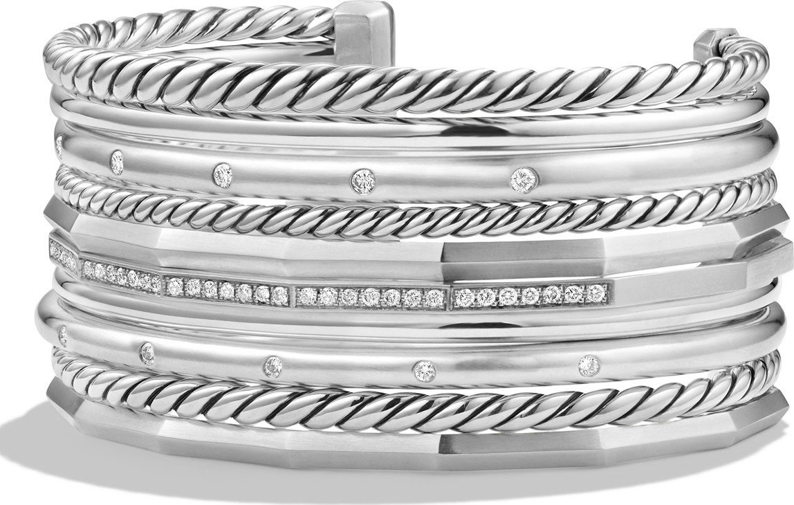 David Yurman Stax Wide Cuff Bracelet with Diamonds