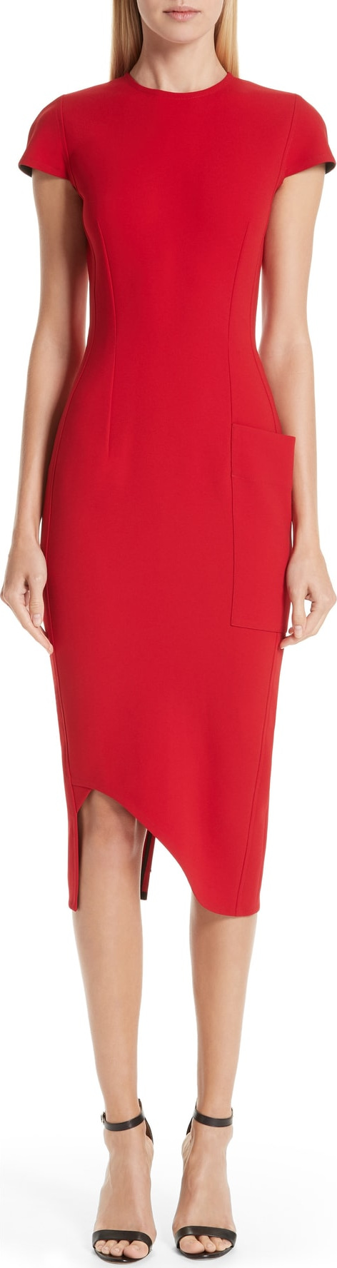 Victoria Beckham Curved Hem Fitted Dress