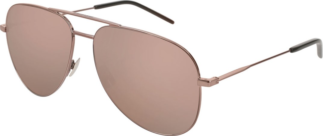 Saint Laurent Classic Mirrored Metal Aviator Sunglasses, Champagne
