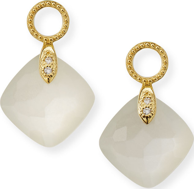 Jude Frances 18k Lisse Cushion Earring Charms, Moonstone