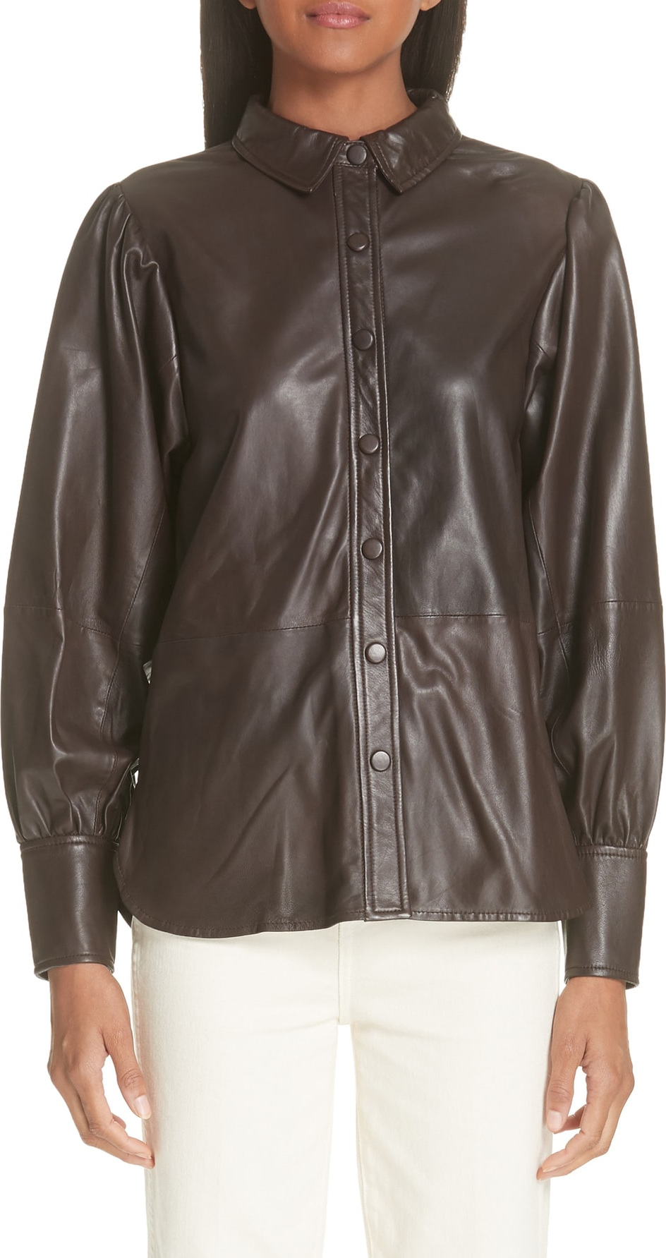 Ganni Rhinehart Leather Shirt