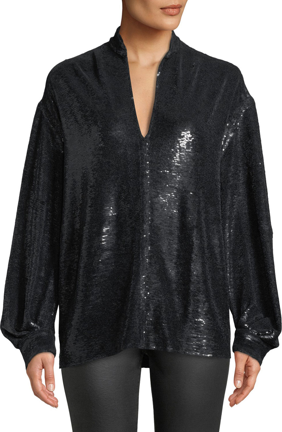 IRO Great Sequin Long-Sleeve Tunic Top