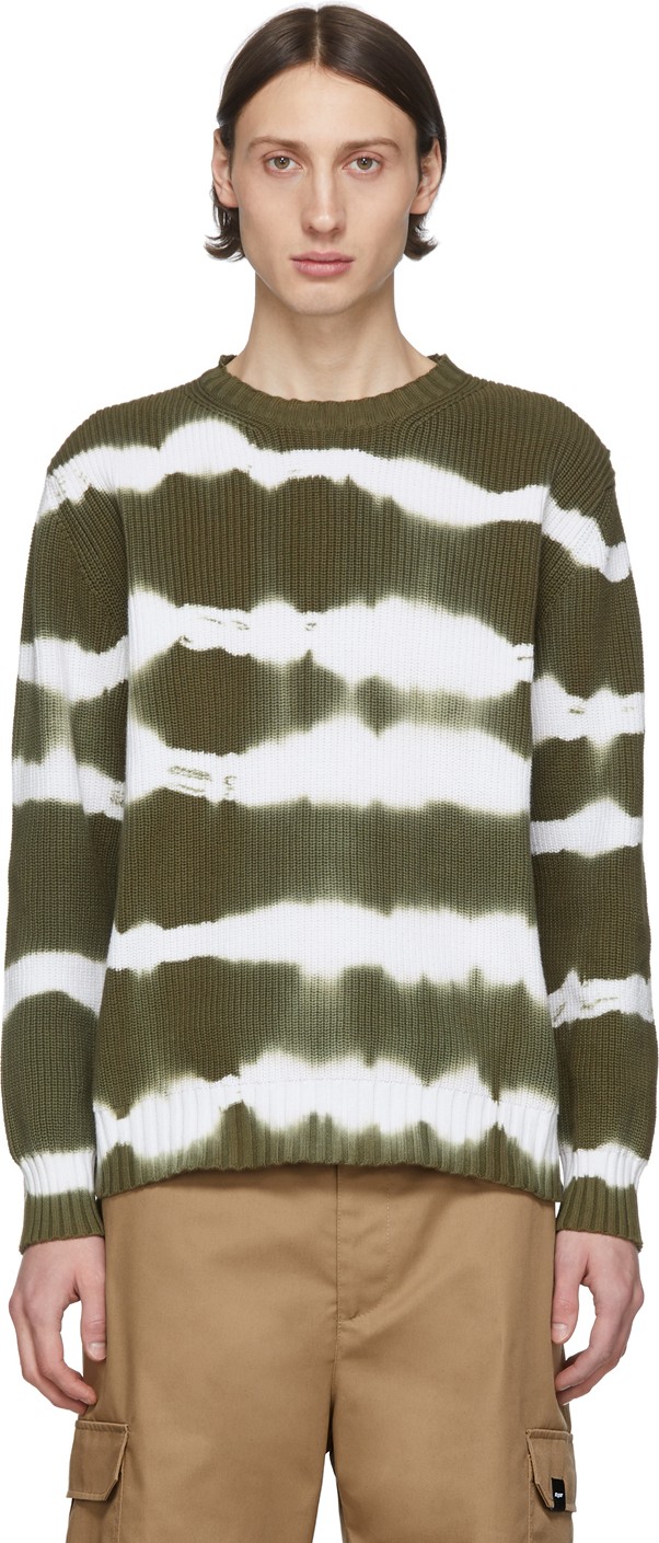 MSGM Green Tie-Dye Stripes Sweater