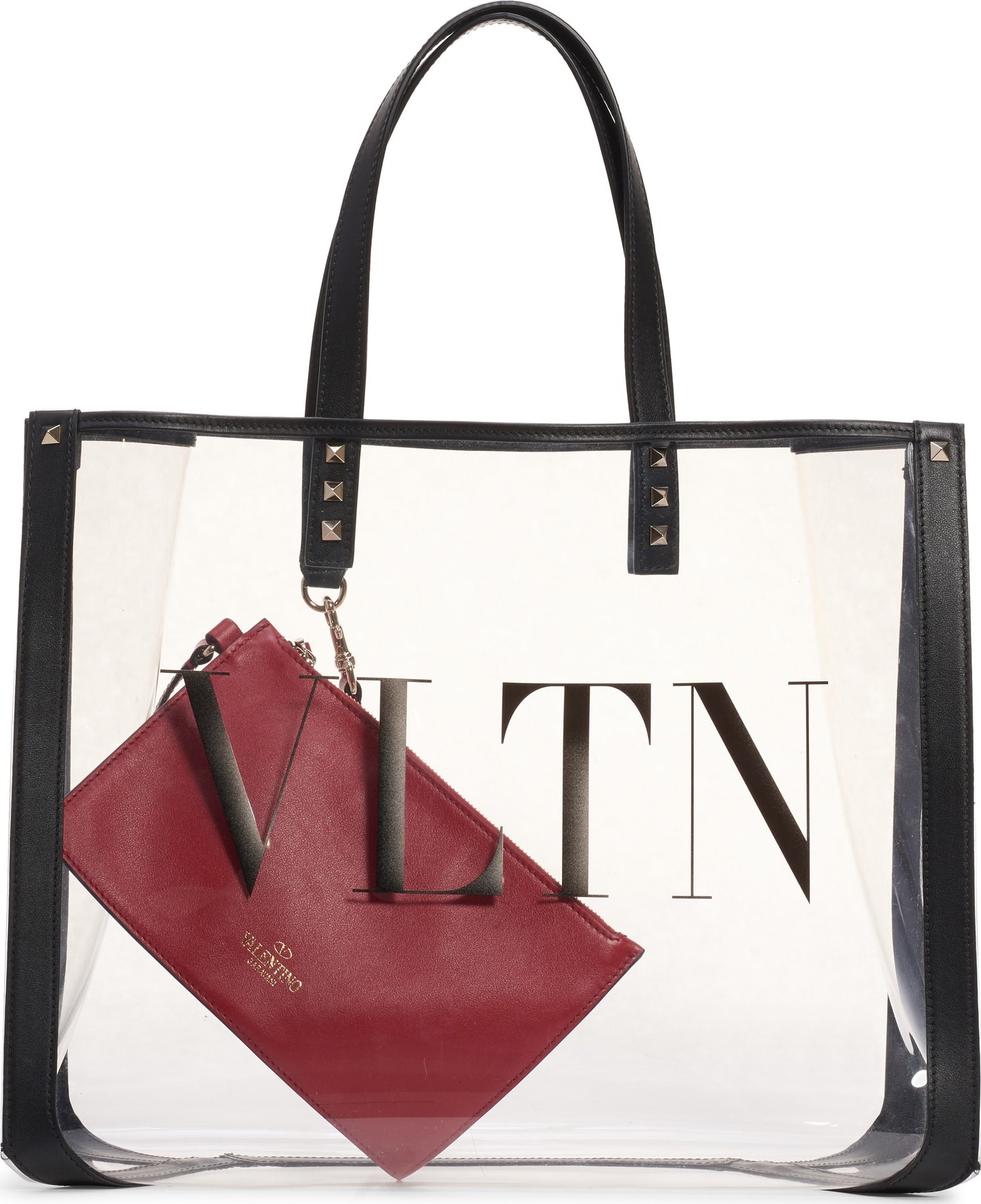 Valentino Small Grande Plage VLTN Logo Clear Tote Valentino Small Grande Plage VLTN Logo Clear Tote