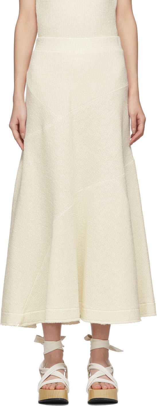 Jil Sander Off-White Knit Linen Skirt