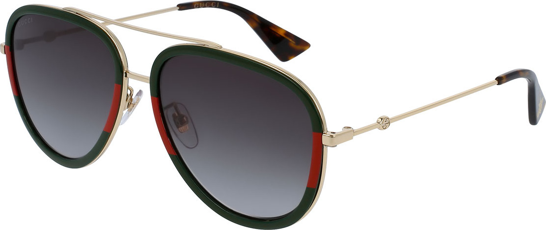 Gucci Web Aviator Sunglasses, Green/Red/Green