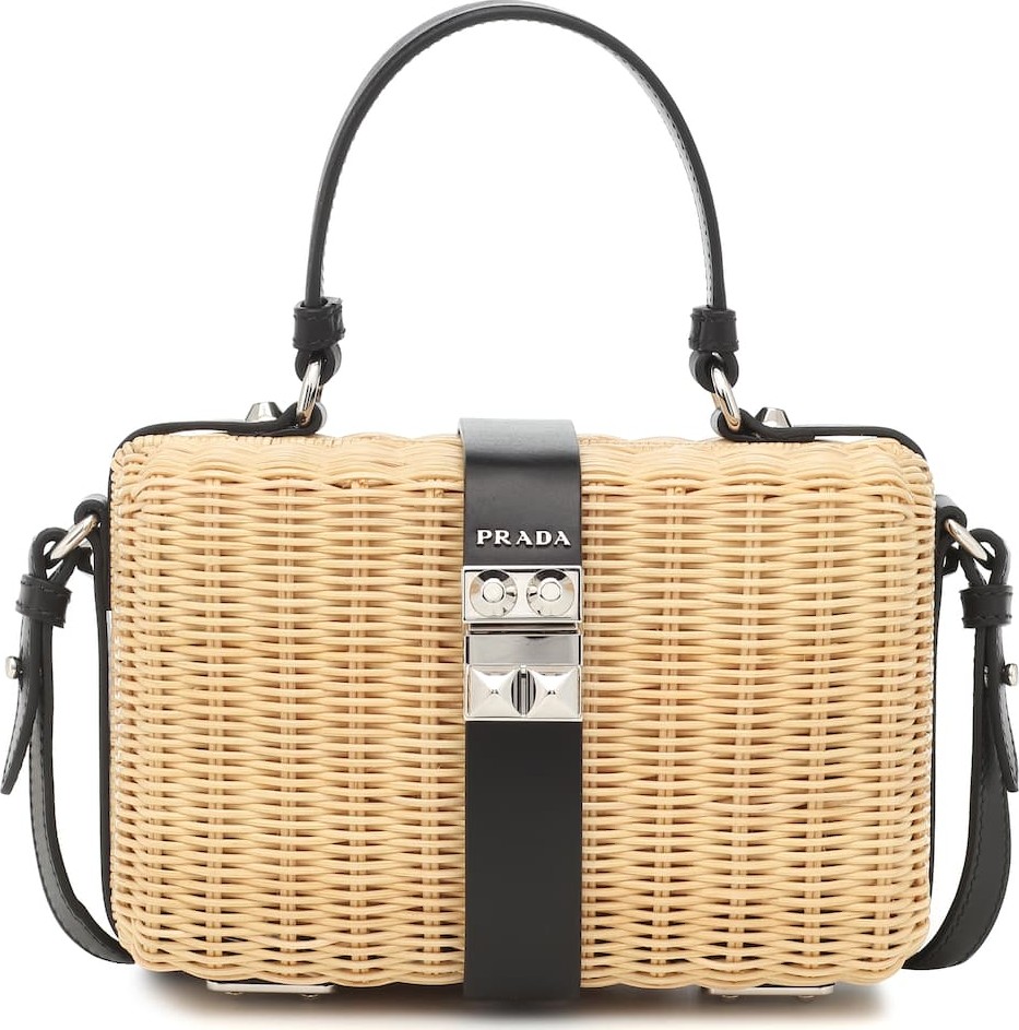 Prada Wicker and leather shoulder bag